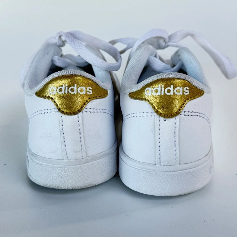 Adidas Neo Grand Court Womens White‎ Gold Metallic Sneakers CG5844 Size 4